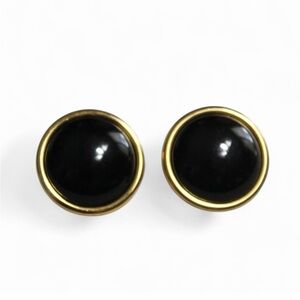 Vintage Elegant Black and Gold Clip On Earrings